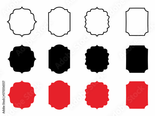 Set of labels. Ornate borders, Vintage frames set isolated on white background. Decorative frame. Vector