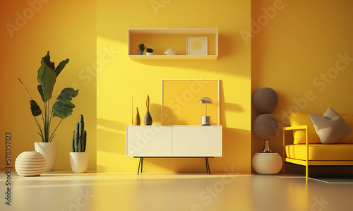 Yellow Interior Minimalist Illustration © kestel