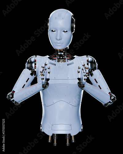 3D render of robot, female artificial intelligence