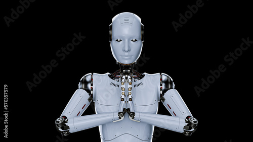 3D render of robot, female artificial intelligence