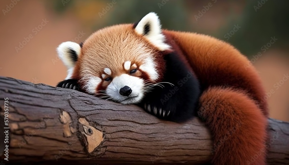 Fototapeta premium cute and funny lazy red panda