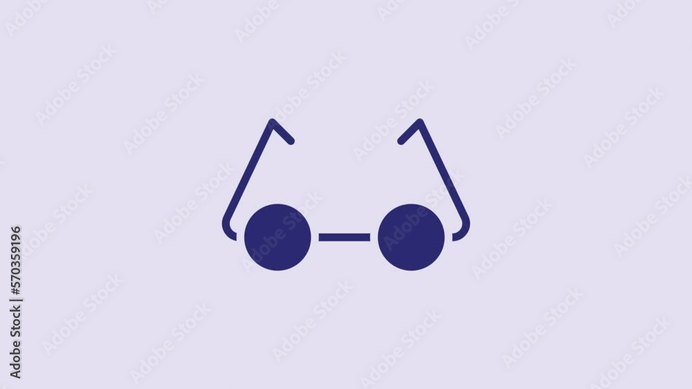 Blue Glasses icon isolated on purple background. Eyeglass frame symbol. 4K Video motion graphic animation Blue Glasses icon isolated on purple background. Eyeglass frame symbol. 4K Video motion graphic animation