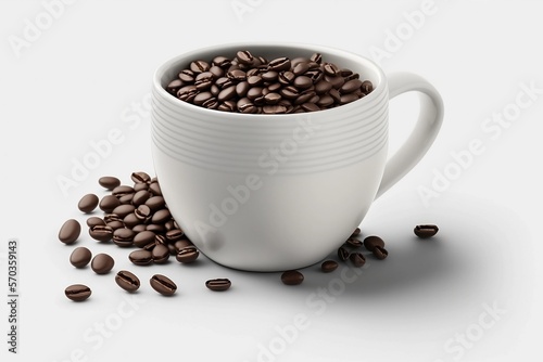 Coffee mug filled with beans  coffee break