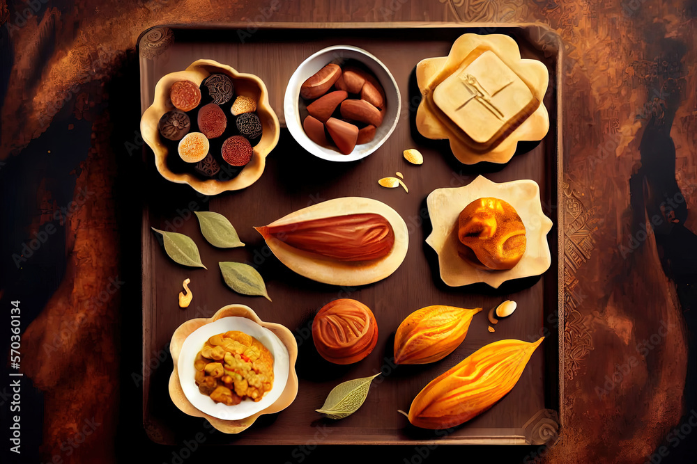 selamat hari raya aidilfitri vector illustration with traditional kuih