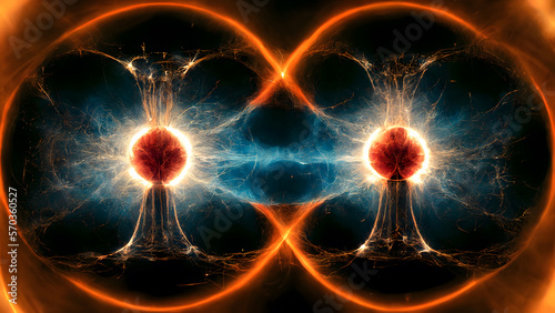 Quantum Nuclear Fusion Entanglement, 3d Representation, AI Generative