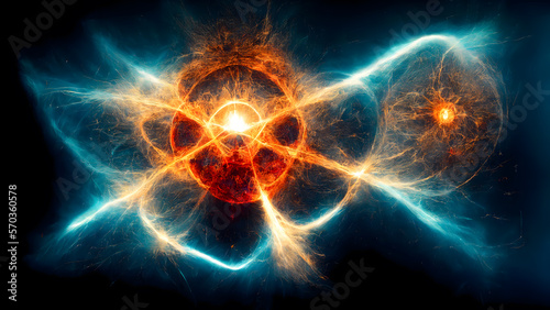Quantum Nuclear Fusion Entanglement  3d Representation  AI Generative