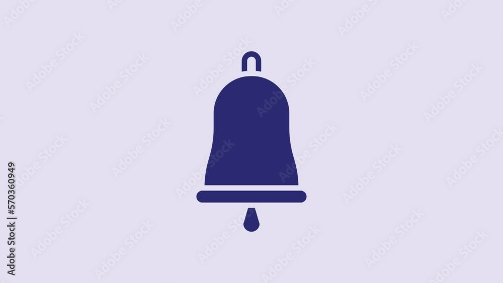 Blue Ringing bell icon isolated on purple background. Alarm symbol, service bell, handbell sign, notification symbol. 4K Video motion graphic animation Blue Ringing bell icon isolated on purple background. Alarm symbol, service bell, handbell sign, notification symbol. 4K Video motion graphic animation