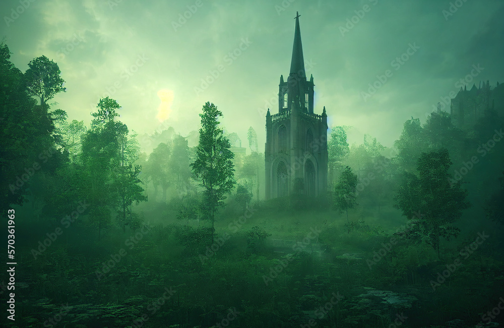 A Medieval Church Nestled in A Green Forest