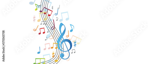 note musicali su sfondo nero, concetto di musica, concerto