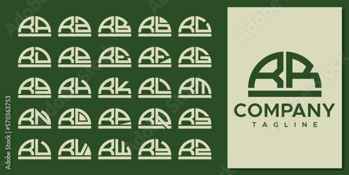 Abstract line half circle dome initial letter R RR logo design set