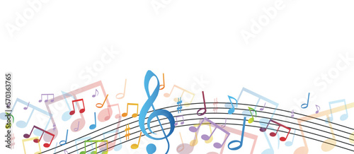 note musicali su sfondo nero, concetto di musica, concerto