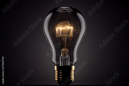 Wonderful Bulb on Black background, 3D rendering. Generative Ai