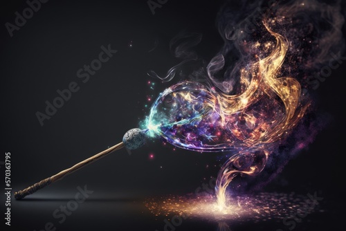 Magic Wand Casting a Colorful Spell - Generative AI	