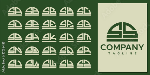 Abstract line half circle dome initial letter S SS logo design set