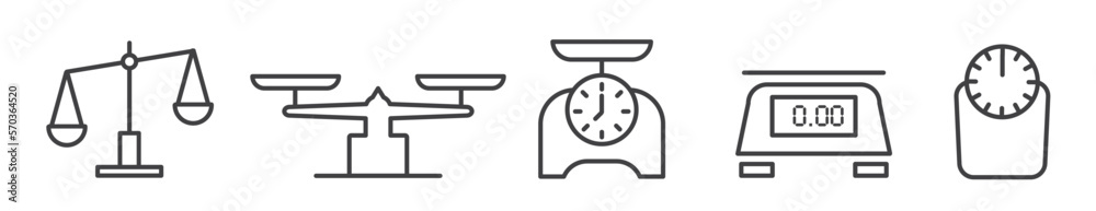thin line icon set scales and weight thin line icon set scales and weight