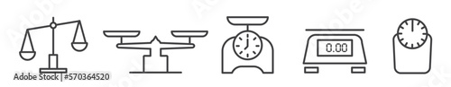 thin line icon set scales and weight