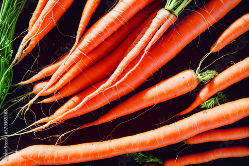 Close up of fresh carrots, generative AI