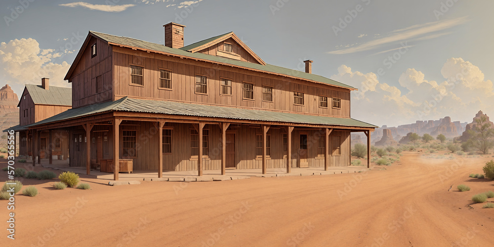 Obraz premium A street in the wild west. AI.
