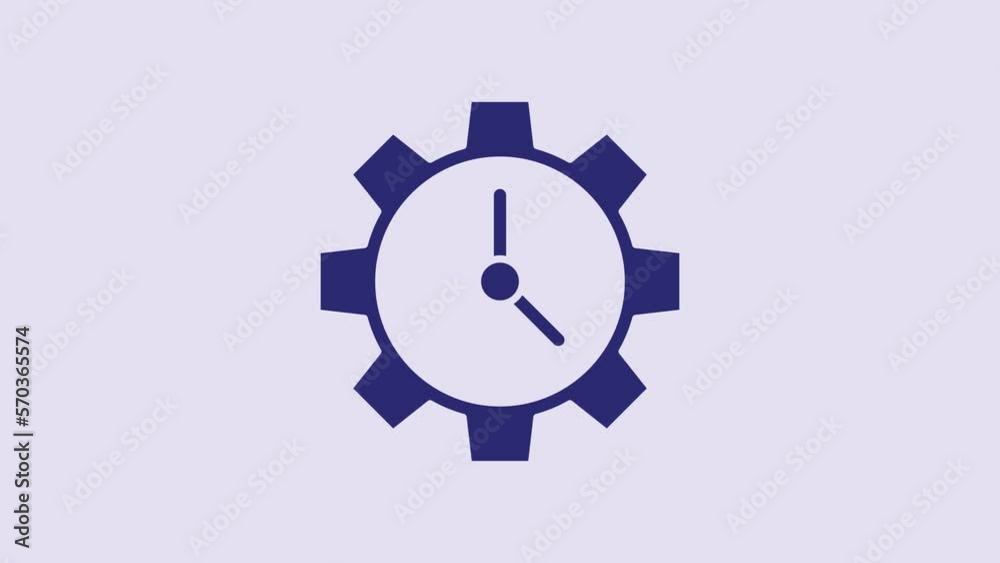Blue Time Management icon isolated on purple background. Clock and gear sign. Productivity symbol. 4K Video motion graphic animation Blue Time Management icon isolated on purple background. Clock and gear sign. Productivity symbol. 4K Video motion graphic animation