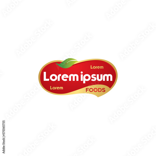 red oval shape Vector Food company logo design template ideal for agriculture, organic food, grocery, natural harvest, baby food, cookies, cereals.