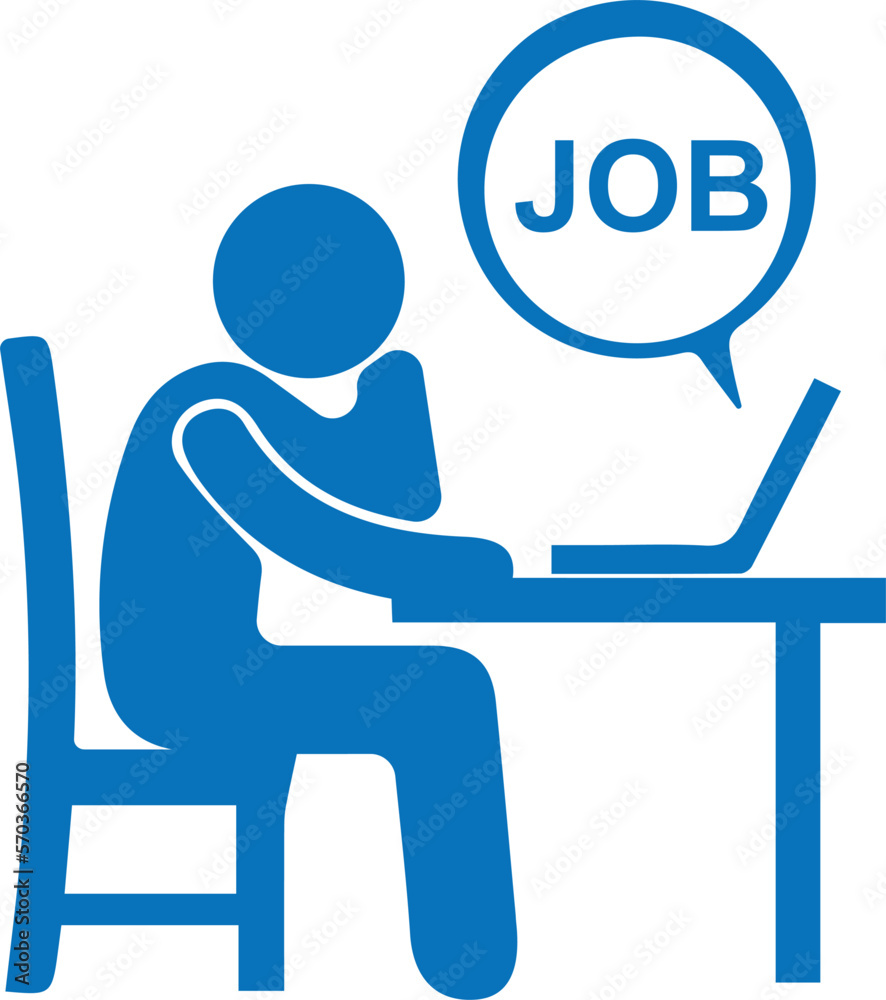 Job search icon, searching job icon blue vector Job search icon, searching job icon blue vector