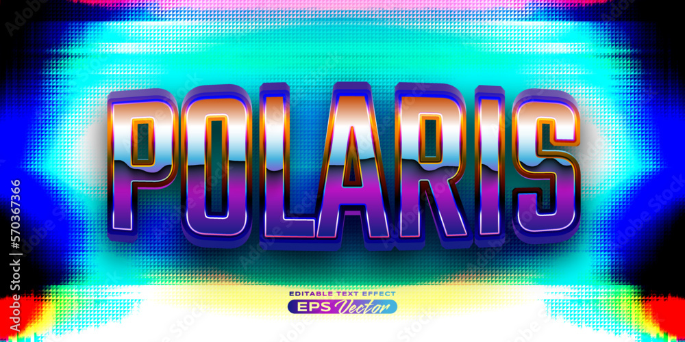 Retro text effect polaris futuristic editable 80s classic style with experimental background, ideal for poster, flyer, social media post with give them the rad 1980s touch