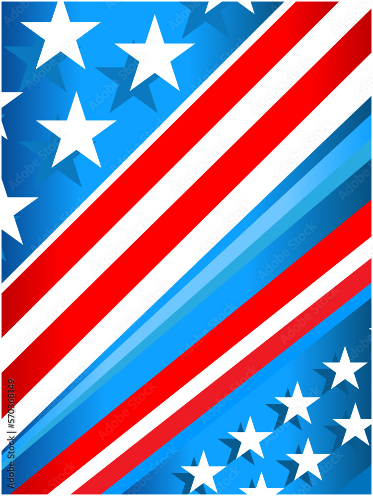 Obraz premium Blue red American background with stars and stripes.