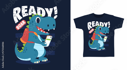 Cute dinosaur t rex cartoon tshirt arts design