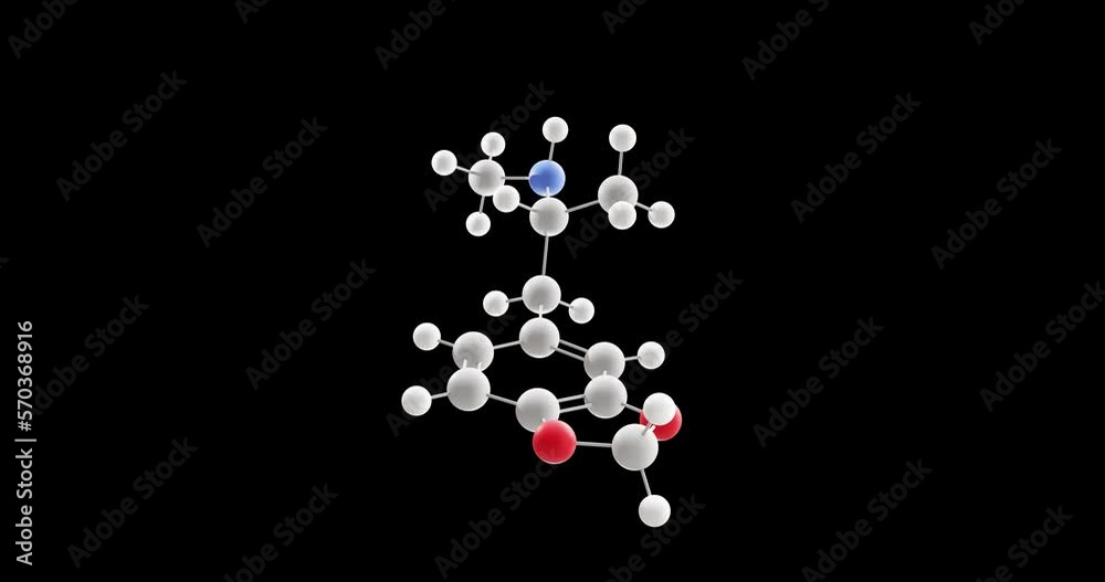 MDMA molecule, rotating 3D model of 3,4-Methylenedioxymethamphetamine, looped video with alpha channel MDMA molecule, rotating 3D model of 3,4-Methylenedioxymethamphetamine, looped video with alpha channel