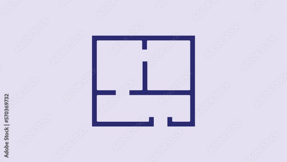 Blue House plan icon isolated on purple background. 4K Video motion graphic animation Blue House plan icon isolated on purple background. 4K Video motion graphic animation