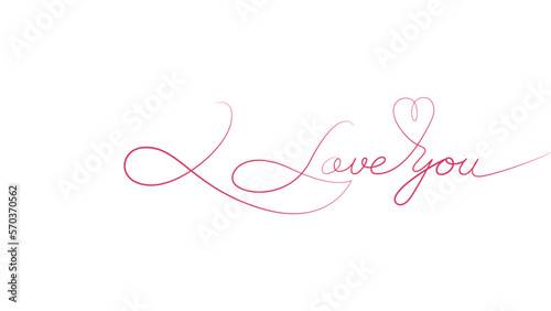 Calligraphic inscription I Love You. Line text, drawing on a white background