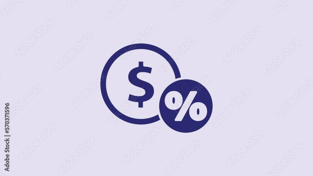 Blue Money coin with percent icon isolated on purple background. Cash Banking currency sign. 4K Video motion graphic animation Blue Money coin with percent icon isolated on purple background. Cash Banking currency sign. 4K Video motion graphic animation