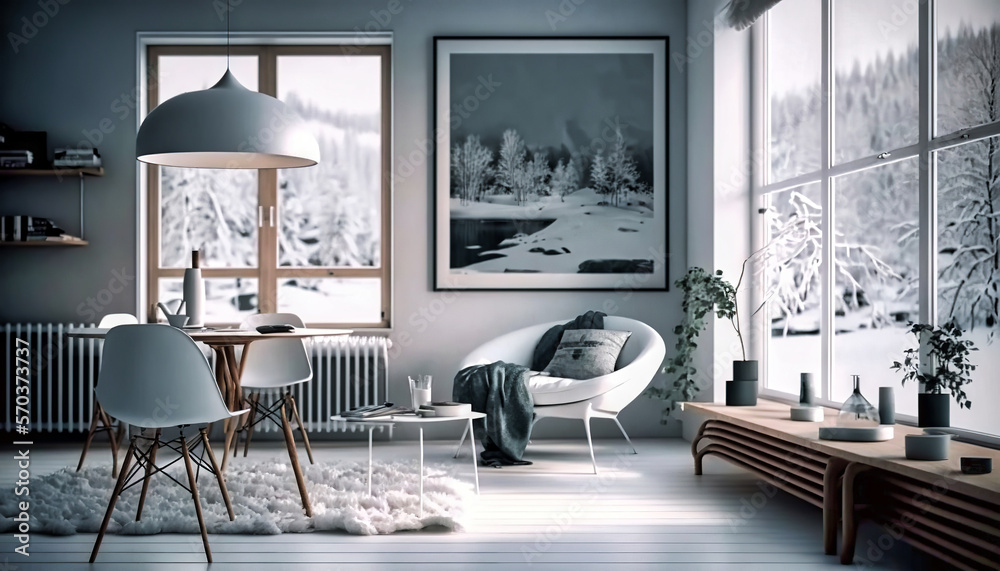 Scandinavian style interior design idea. Generative AI Scandinavian style interior design idea. Generative AI
