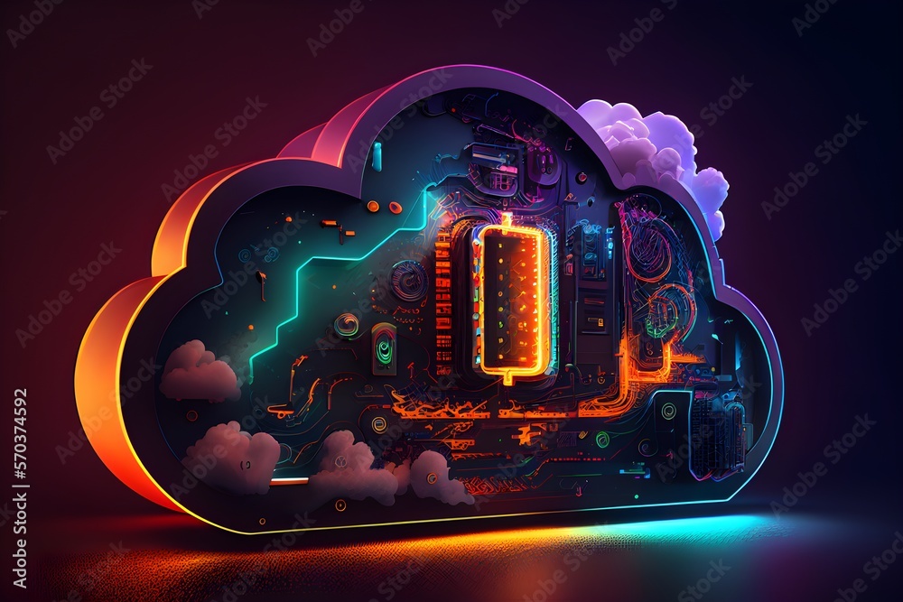 Cloud computing technology concept. Futuristic illustration