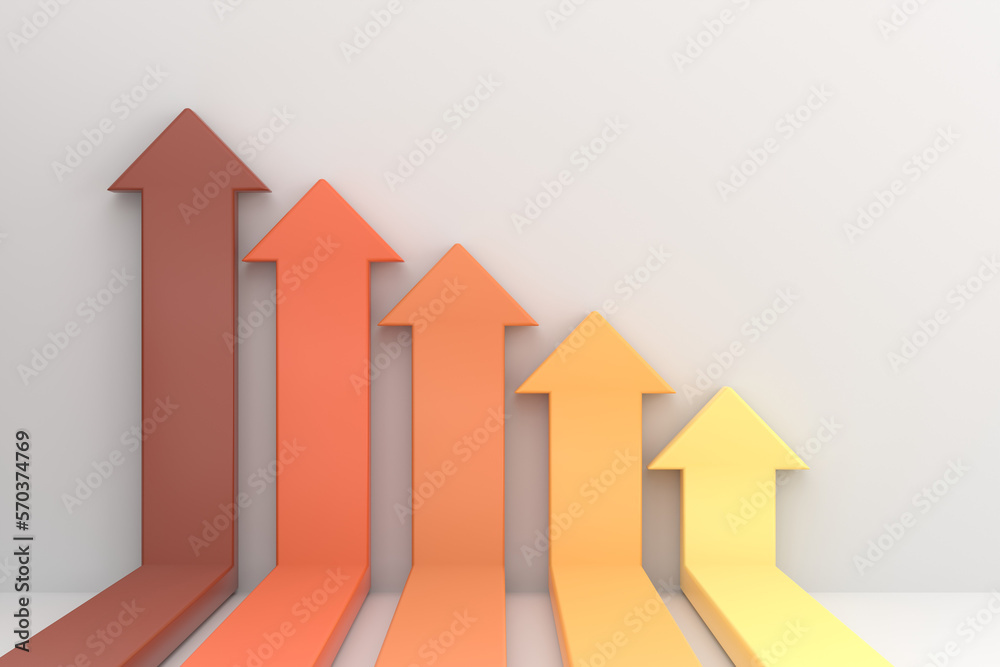 infographics arrows rising on the wall, growth chart or graph investment - booming economic growth infographics arrows rising on the wall, growth chart or graph investment - booming economic growth