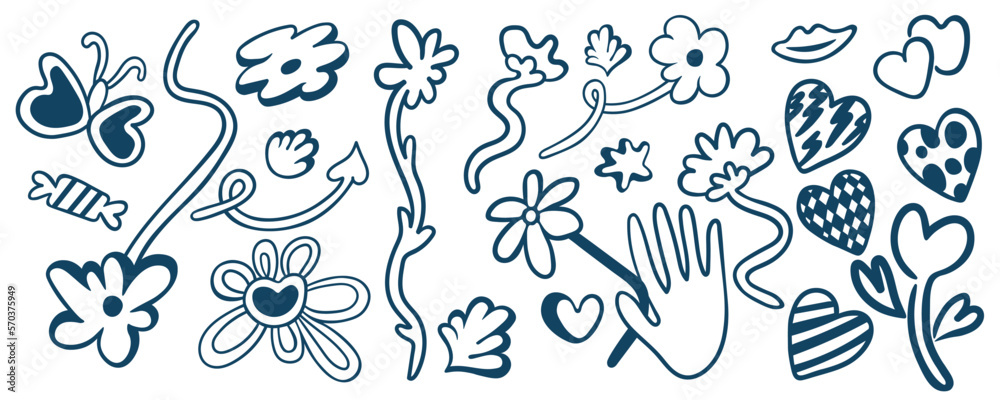 big set of decorative elements in doodle style. Vector objects for design and printing. Decorative elements for valentines day. Simple line designs. big set of decorative elements in doodle style. Vector objects for design and printing. Decorative elements for valentines day. Simple line designs.