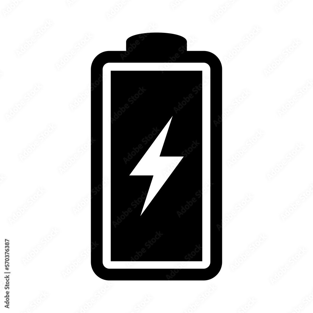 Battery icon with lightning bolt sign. Battery charging icon with lightning bolt symbol. Battery icon with lightning bolt sign. Battery charging icon with lightning bolt symbol.