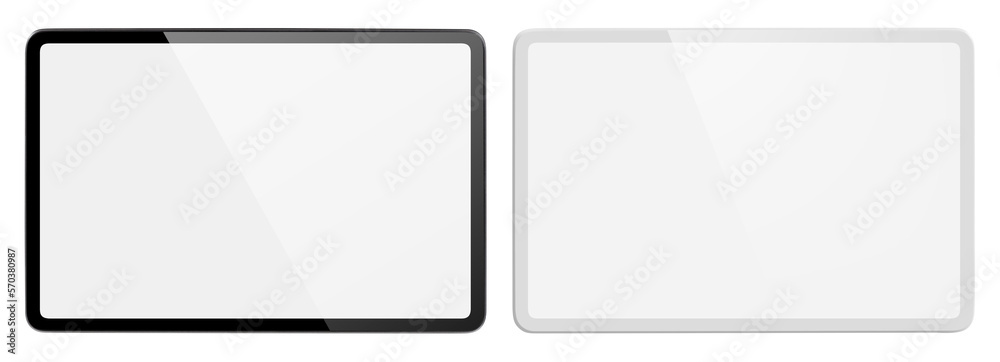 Set of black and white tablet computers cut out - obrazy, fototapety, plakaty 