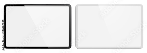 Set of black and white tablet computers cut out