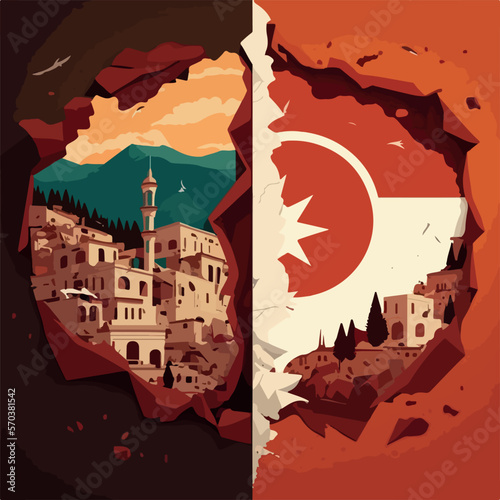 Turkey and Syria earthquake vector illustration