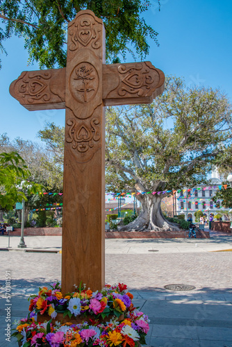 Cross at Little Mexico in Downtown Los Angeles, CA photo