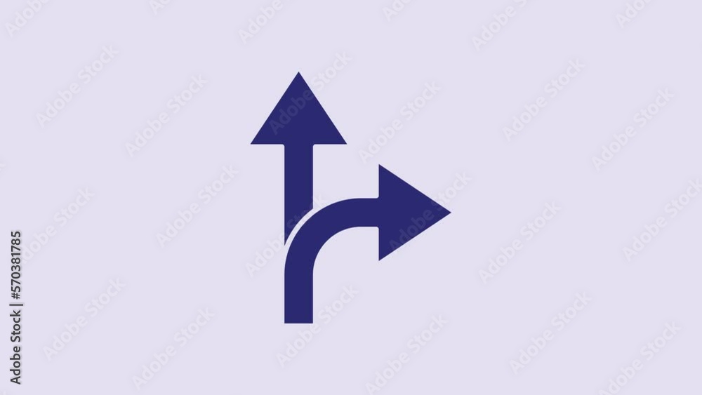 Blue Road traffic sign. Signpost icon isolated on purple background. Pointer symbol. Isolated street information sign. Direction sign. 4K Video motion graphic animation Blue Road traffic sign. Signpost icon isolated on purple background. Pointer symbol. Isolated street information sign. Direction sign. 4K Video motion graphic animation