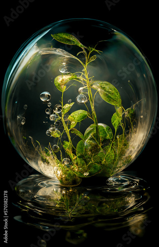 glass globe with green plant