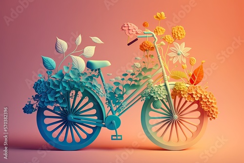 bicycle with flowers in the background