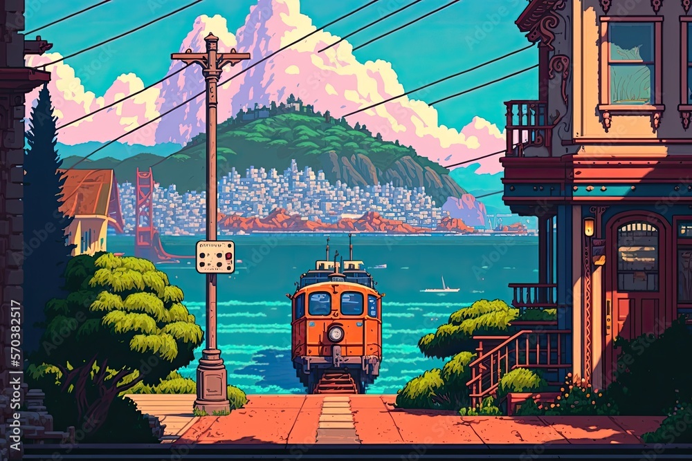 san francisco hill pixel art Stock Illustration Adobe Stock