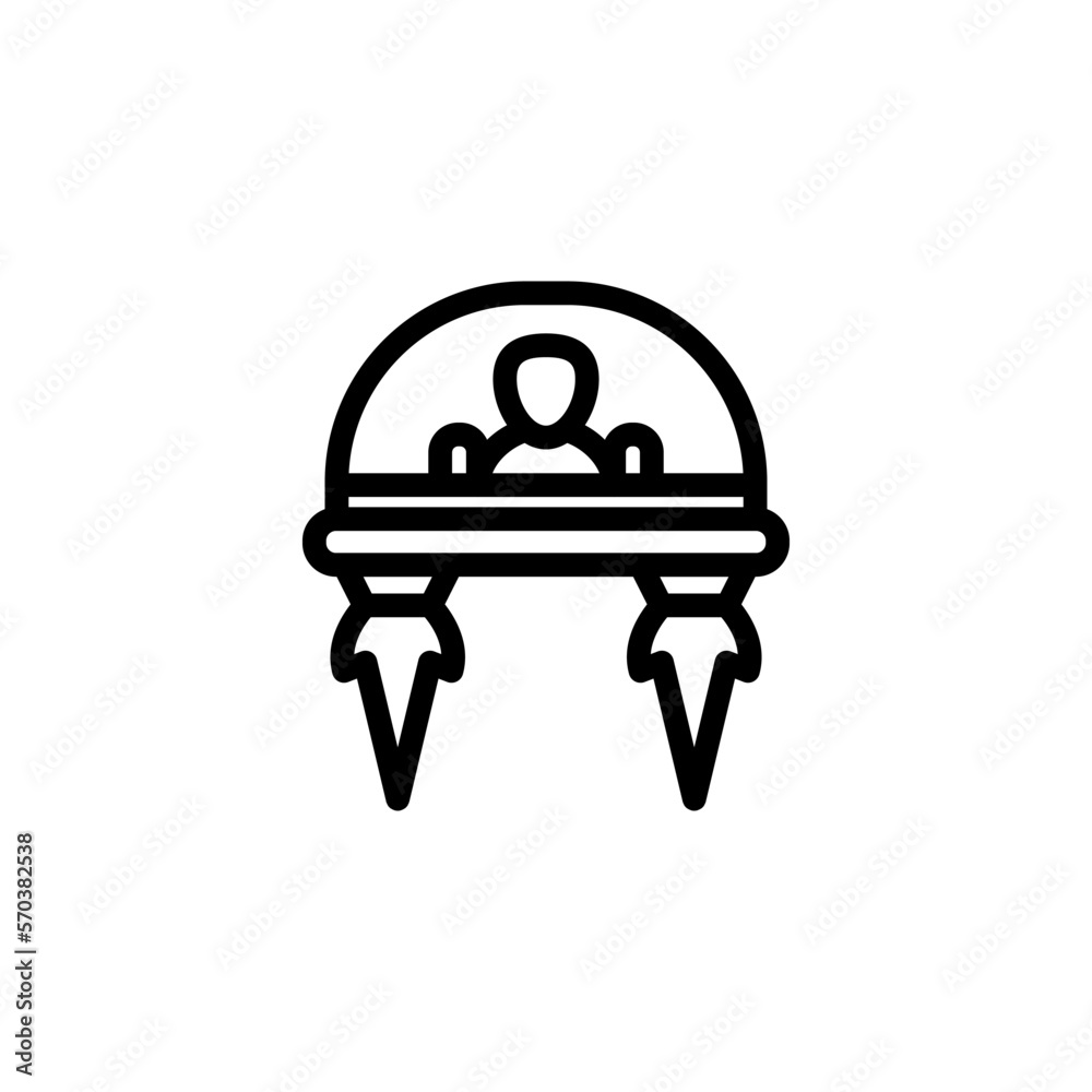 Alien and flying saucer icon isolated on black. Alien symbol suitable for graphic design and websites on a white background. Alien and flying saucer icon isolated on black. Alien symbol suitable for graphic design and websites on a white background.