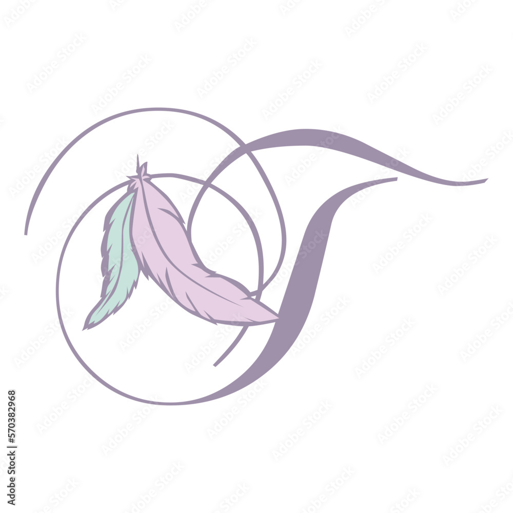 bohemian feather, boho letter t