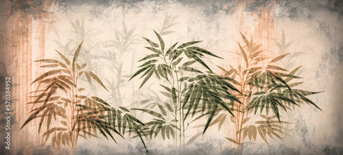 vintage tropical plants with jungle leaves texture background  Illustration generativ ai 