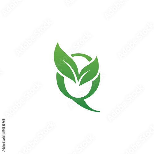 Vector simple minimalist Q leaf logo