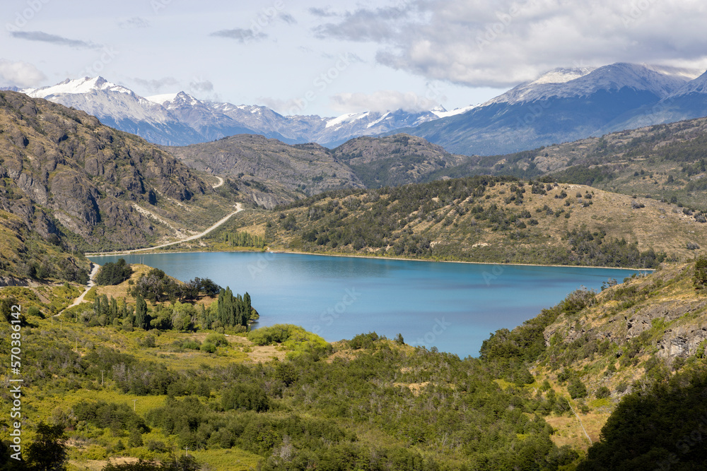 View over the beautiful Lago General Carrera in southern Chile 
